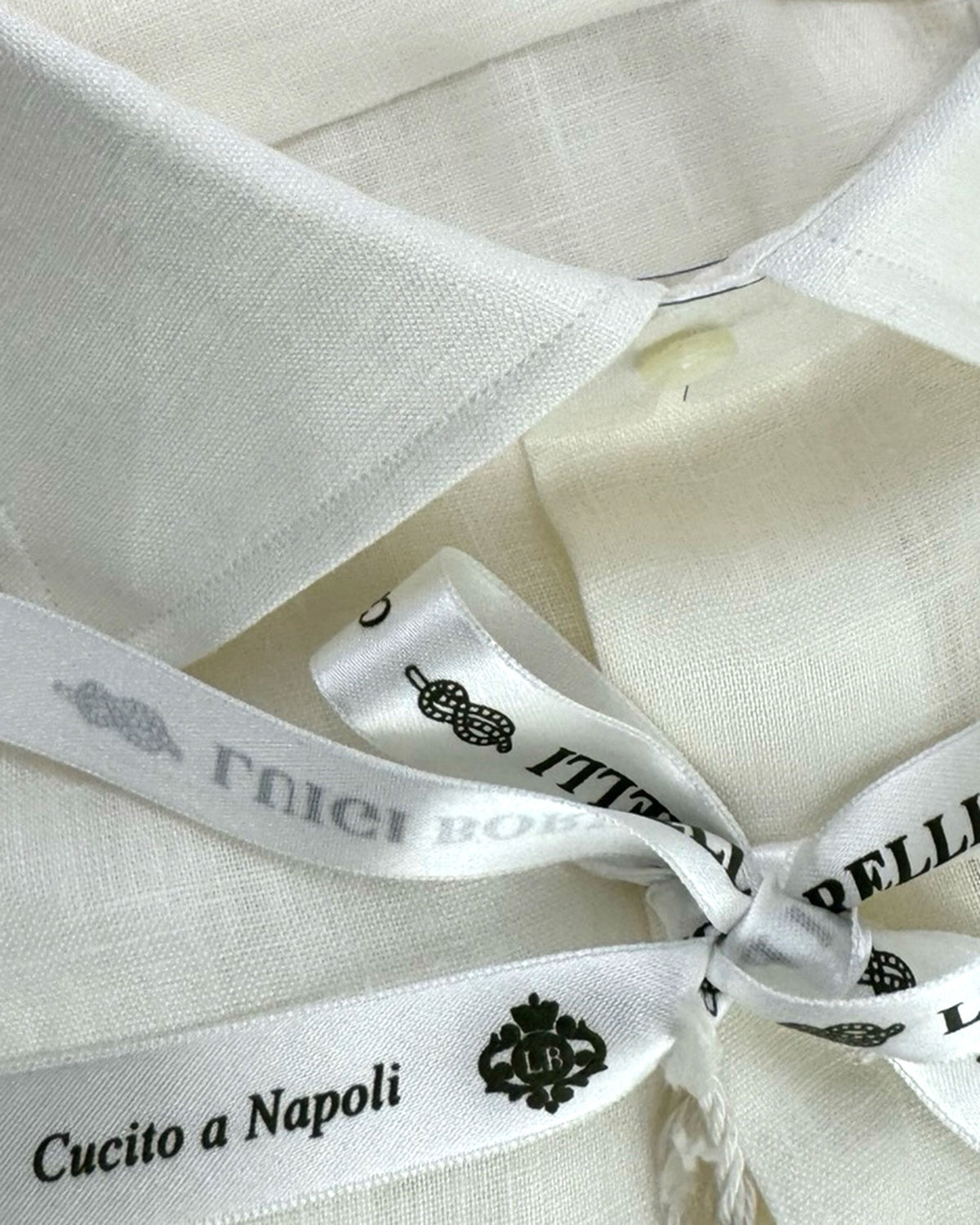 Borrelli Linen Shirt White 44 - 17 1/2