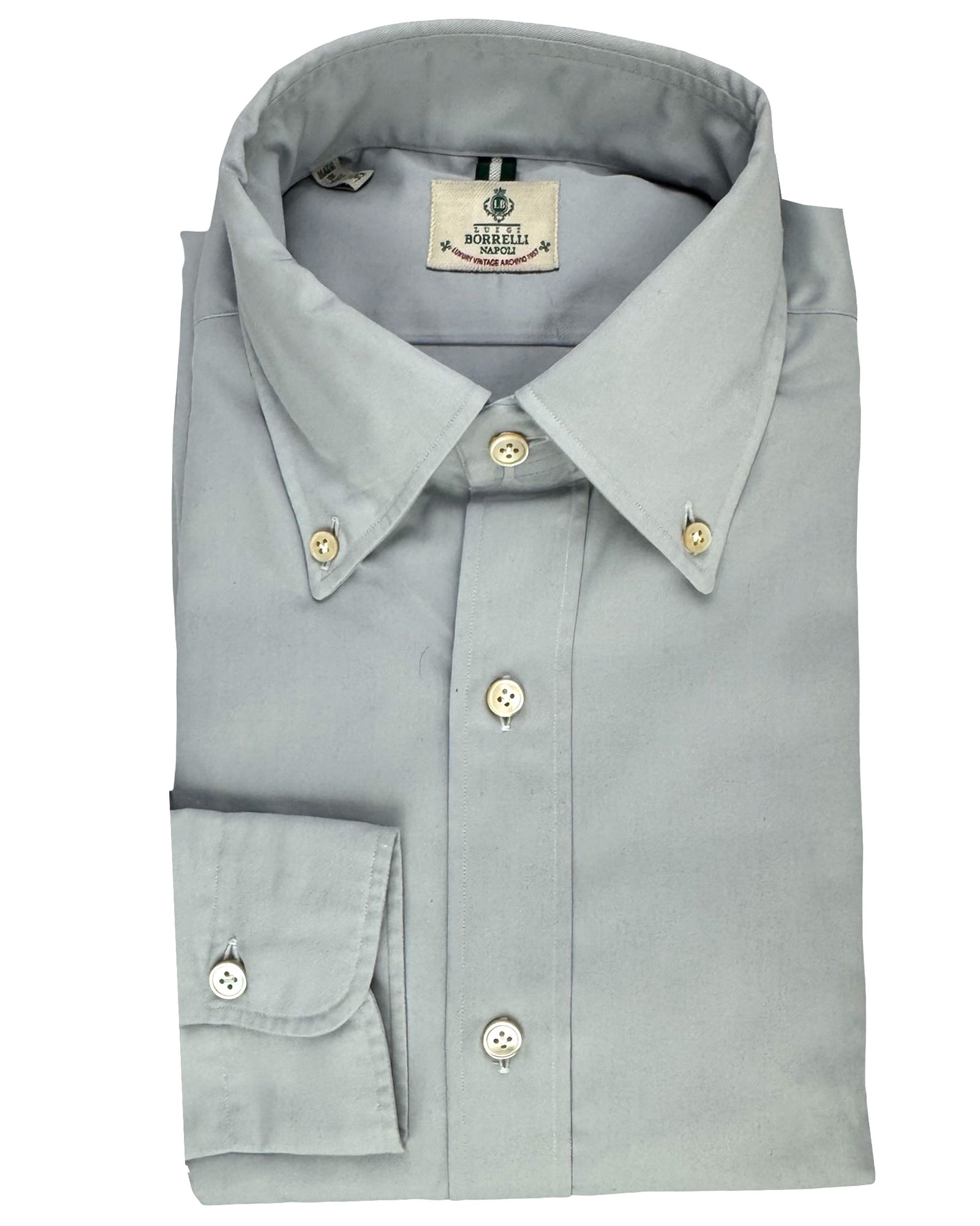 Luigi Borrelli Sport Shirt Gray Button-Down 39 - 15 1/2