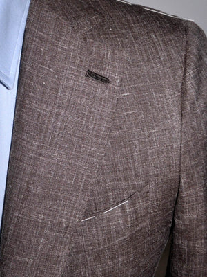 Luigi Borrelli Linen Silk Sport Coat Brown Gray Blazer EUR 46 R/ US 36 REDUCED - SALE