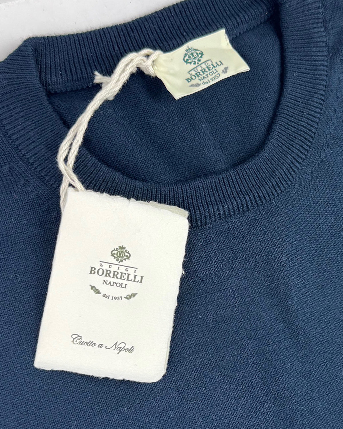 Luigi Borrelli Sweater Navy - Pima Cotton EU 46 / US 36