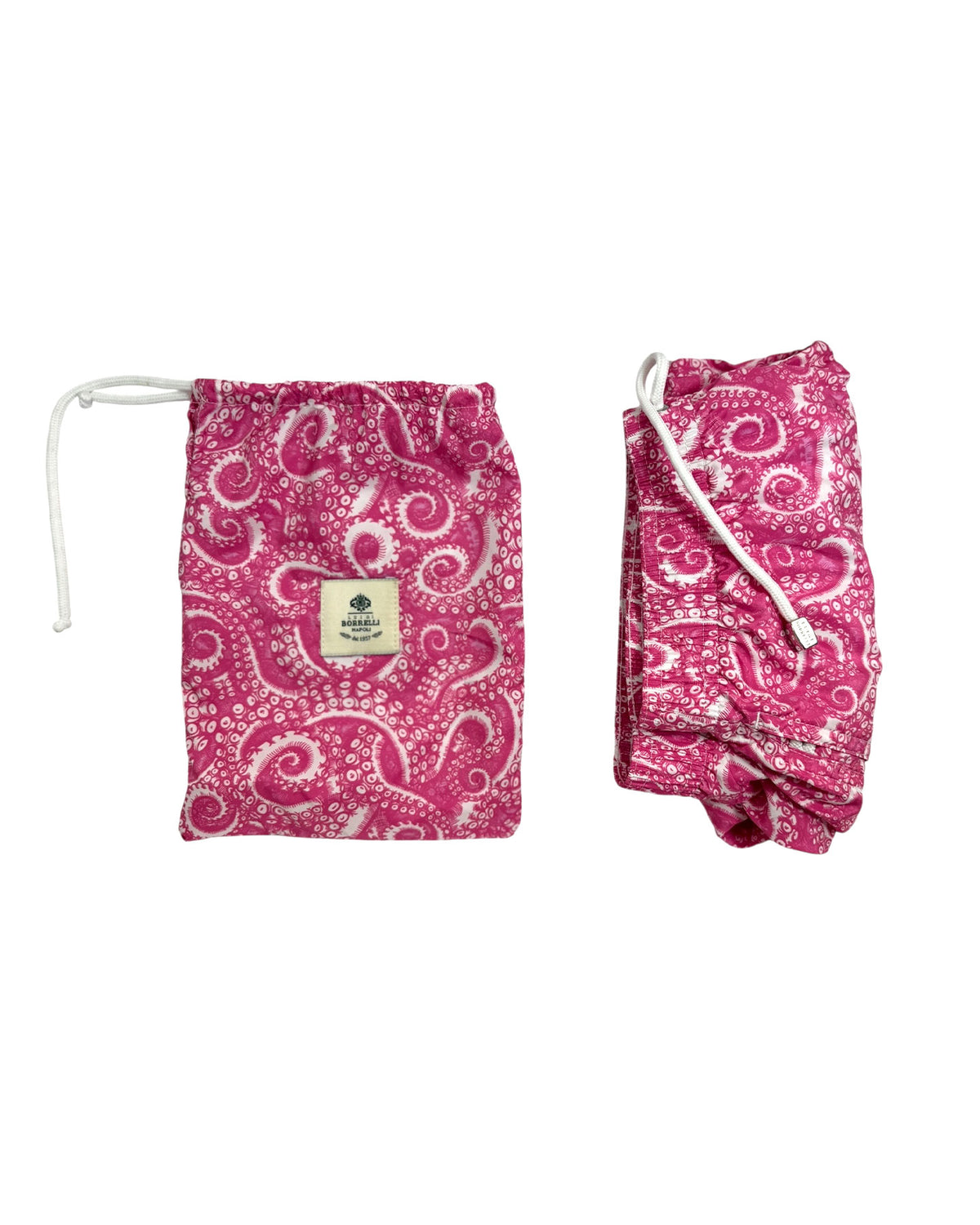 New Borrelli Swim Shorts Pink White Design