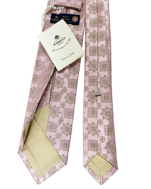 Luigi Borrelli Sevenfold Tie Pink Medallion Design ROYAL COLLECTION - SALE