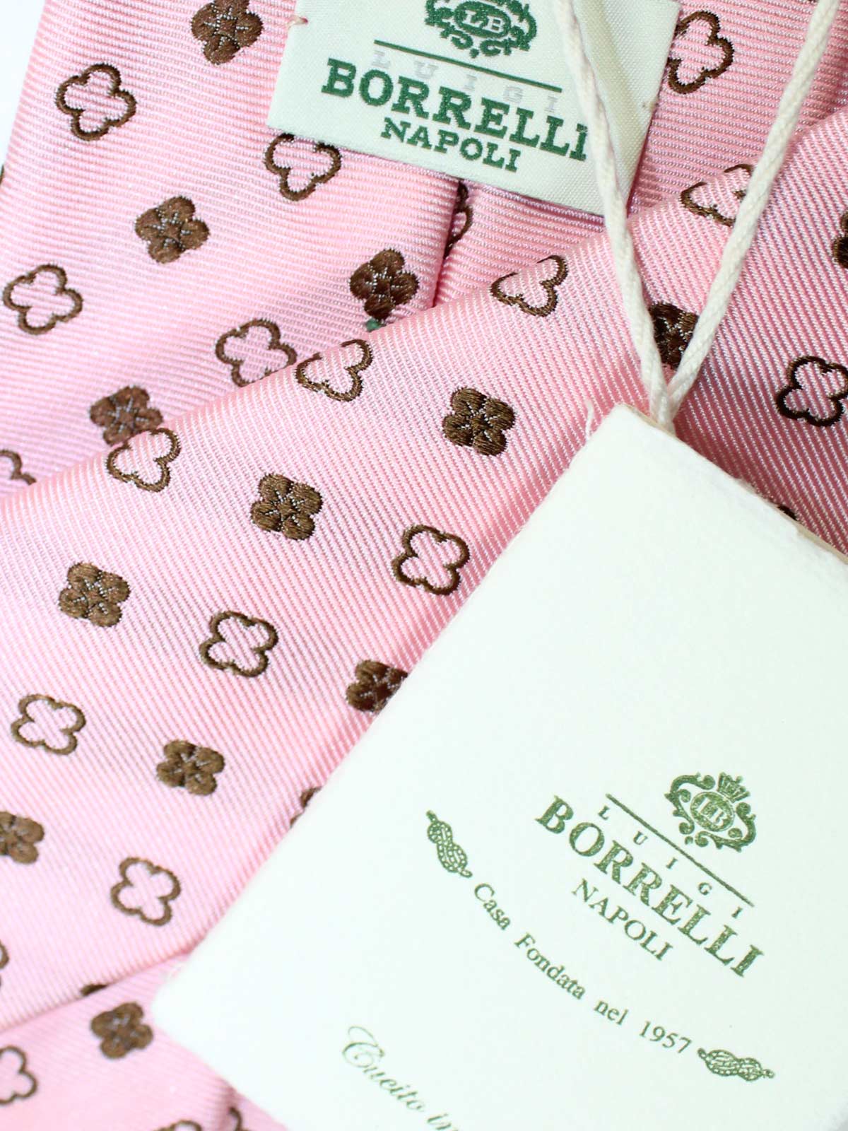 Luigi Borrelli Tie Pink Brown Floral