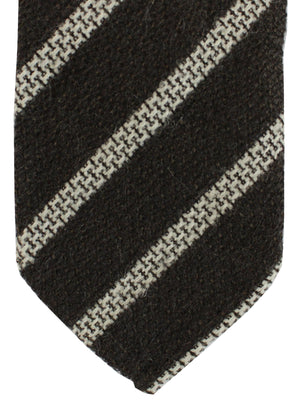 Luigi Borrelli Unlined Tie Brown Stripes Wool 