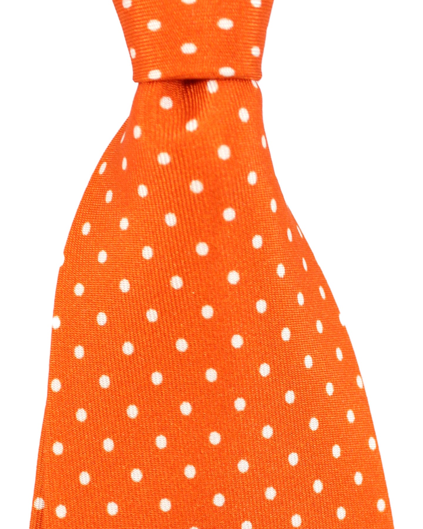 Luigi Borrelli Silk Tie Orange Micro Dots
