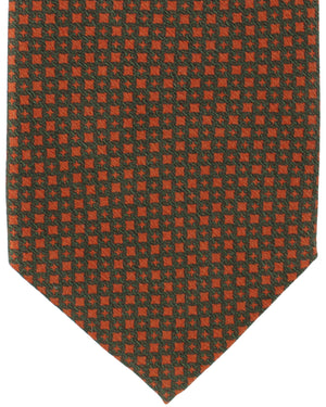 Luigi Borrelli Silk Tie Brown Rust Orange Geometric Design