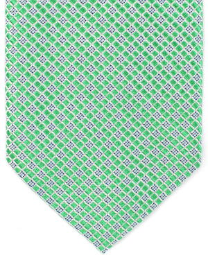 Luigi Borrelli Sevenfold Tie ROYAL COLLECTION Green Silver Micro Check