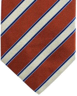 Luigi Borrelli Silk Tie Rust Brown Stripes