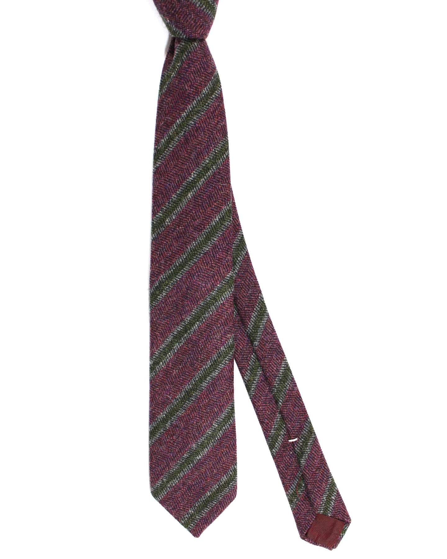 Luigi Borrelli Unlined Tie Bordeaux Gray Stripes Design