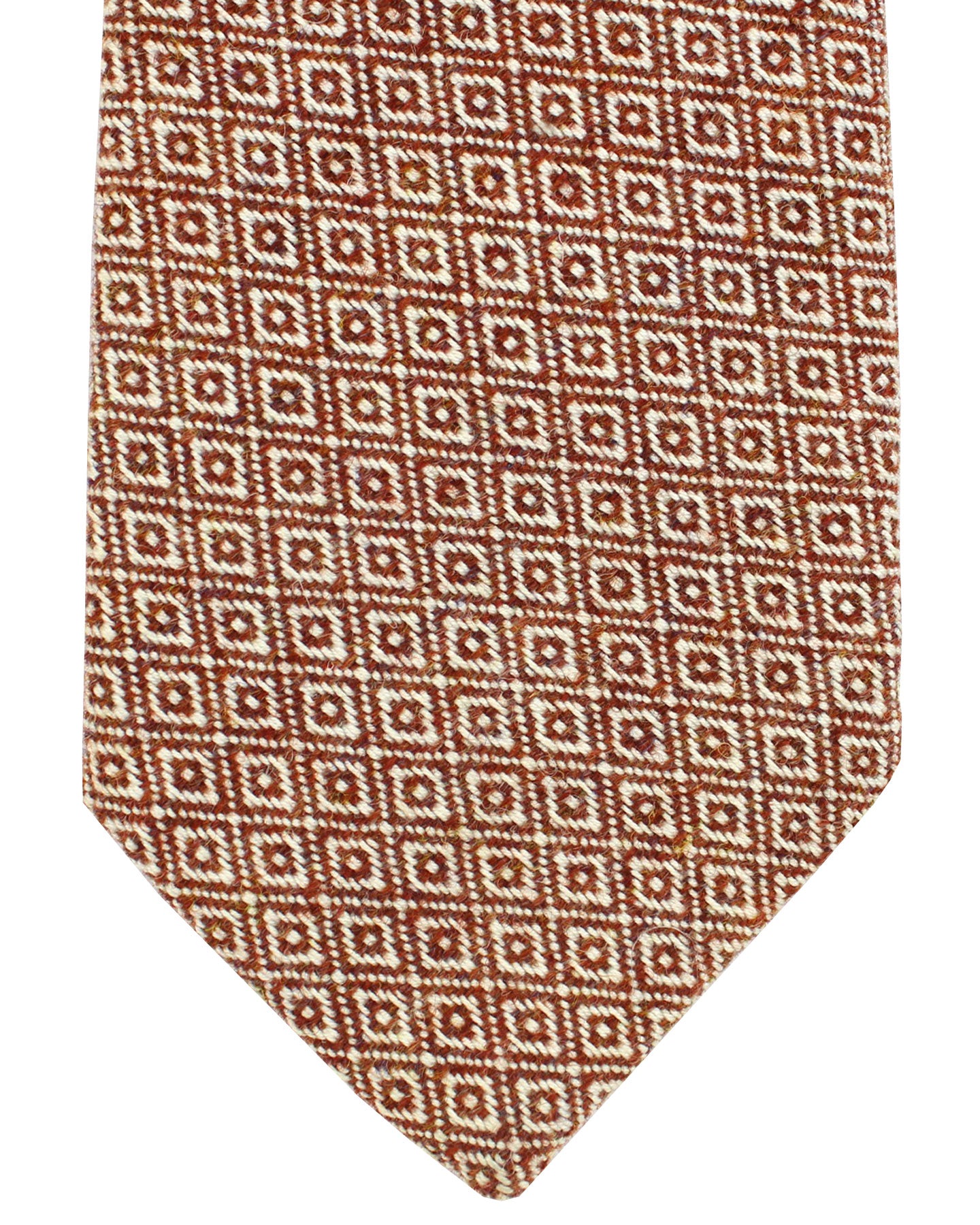 Luigi Borrelli Tie Burnt Orange Geometric Design