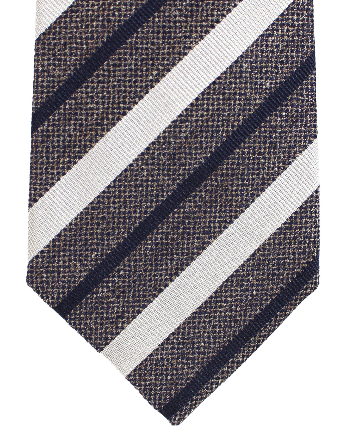 Luigi Borrelli Tie Taupe Gray Stripes Design