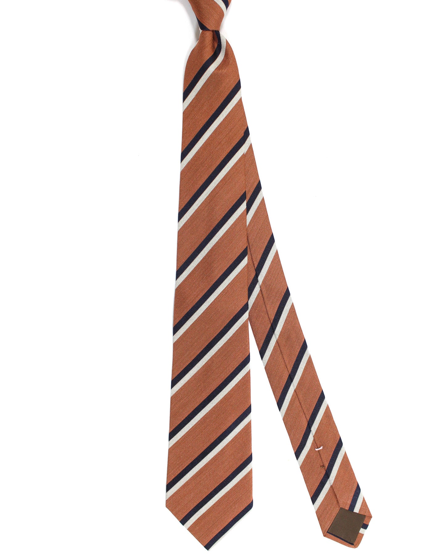 Luigi Borrelli Silk Tie Brown Gray Black Stripes Design
