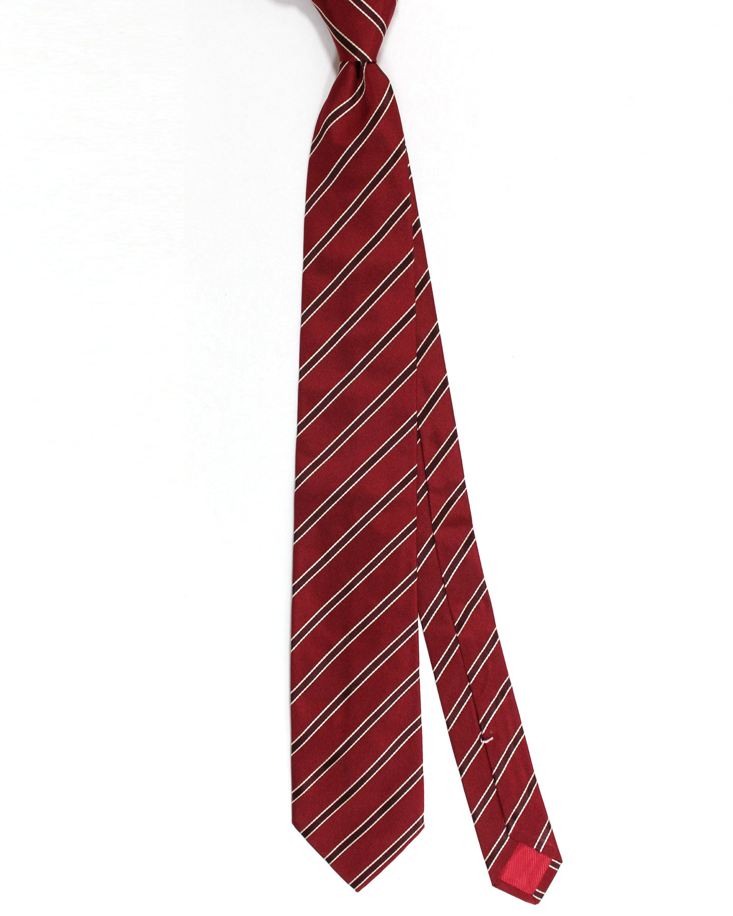 Luigi Borrelli Silk Tie Bordeaux Maroon Stripes Design