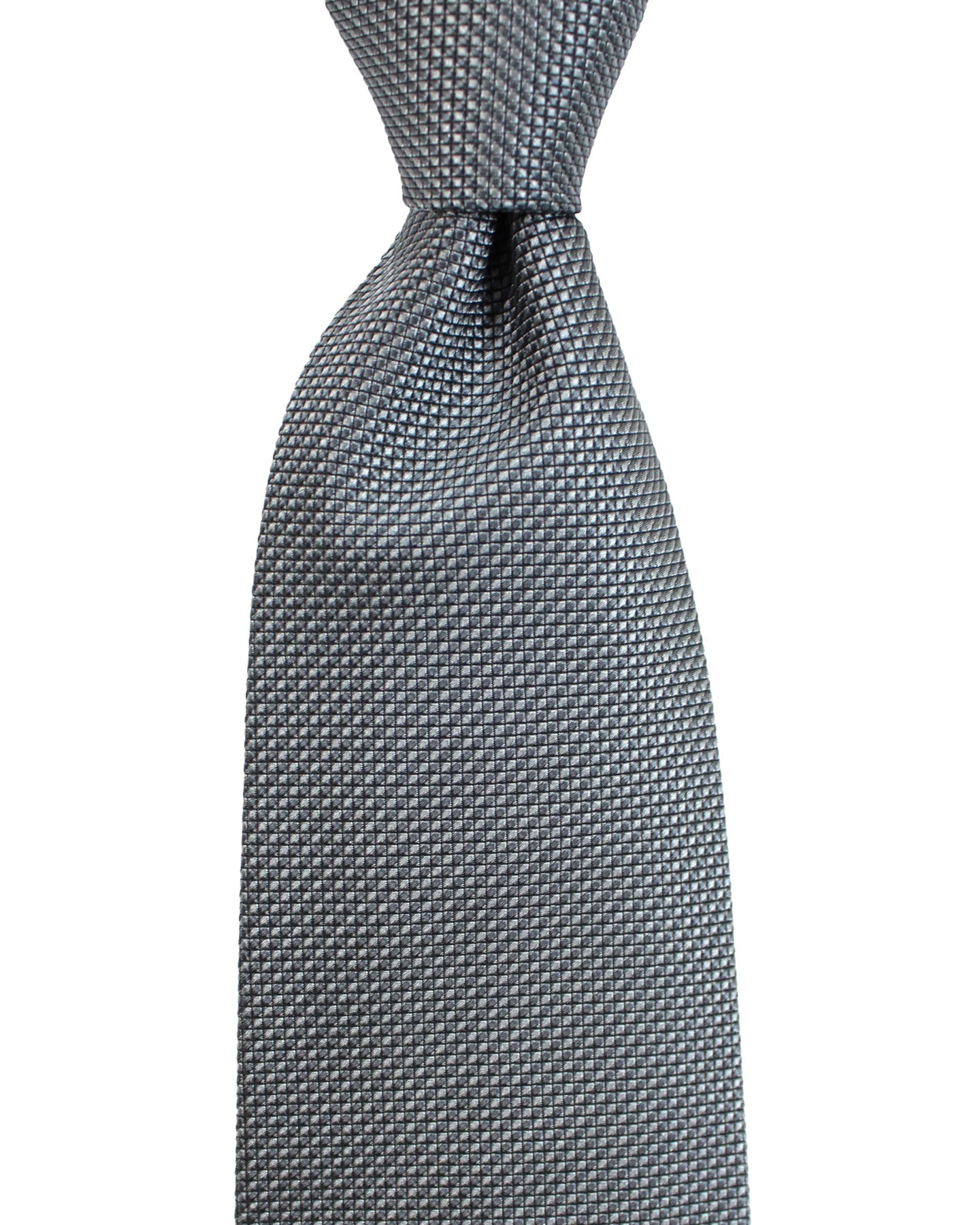 Luigi Borrelli Silk Tie Charcoal Gray Micro Check Design