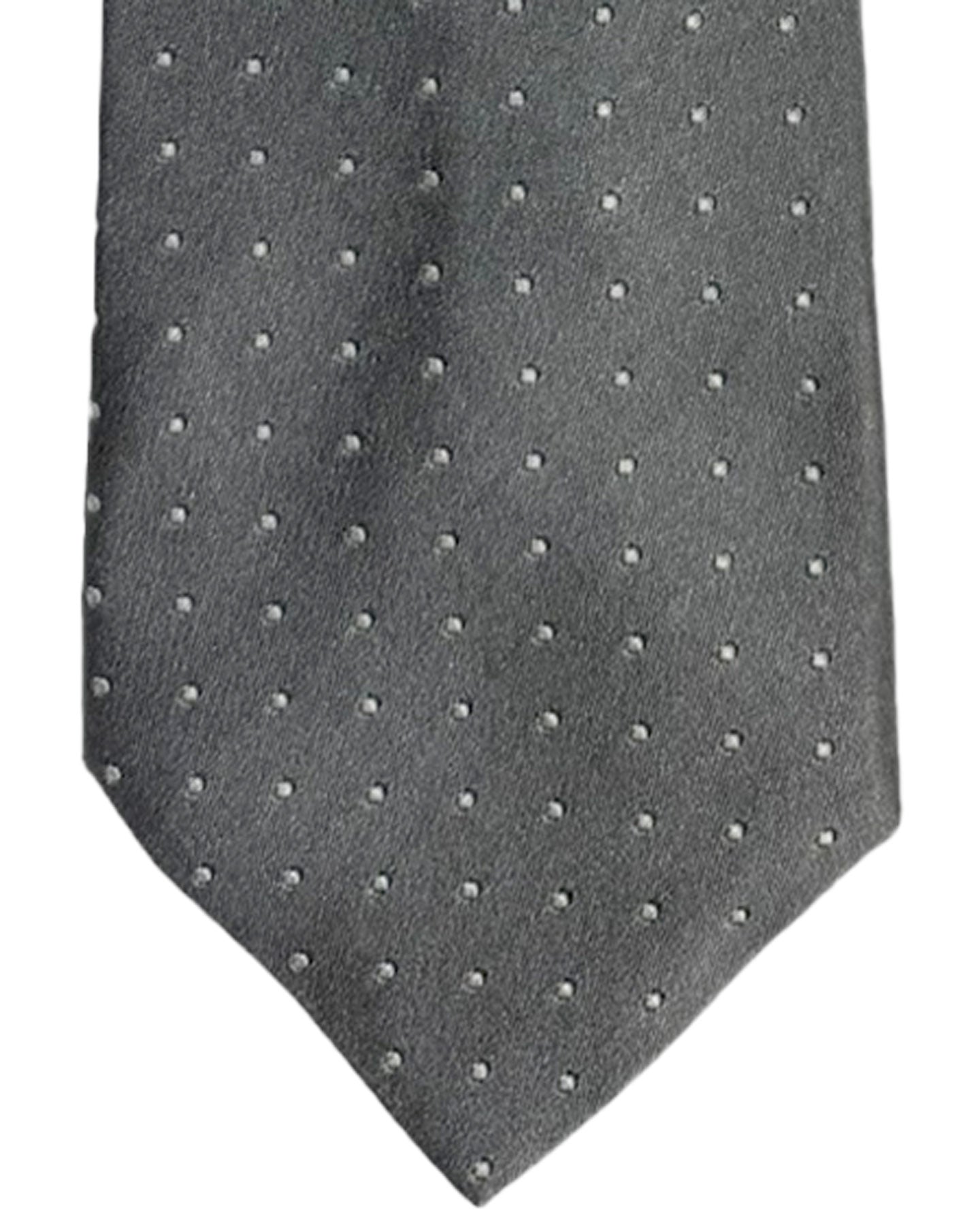 Luigi Borrelli Silk Tie Dark Gray Mini Dots