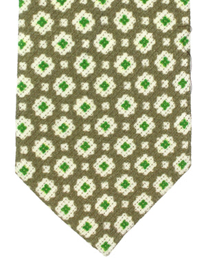 Luigi Borrelli Silk Tie Gray Green Medallions