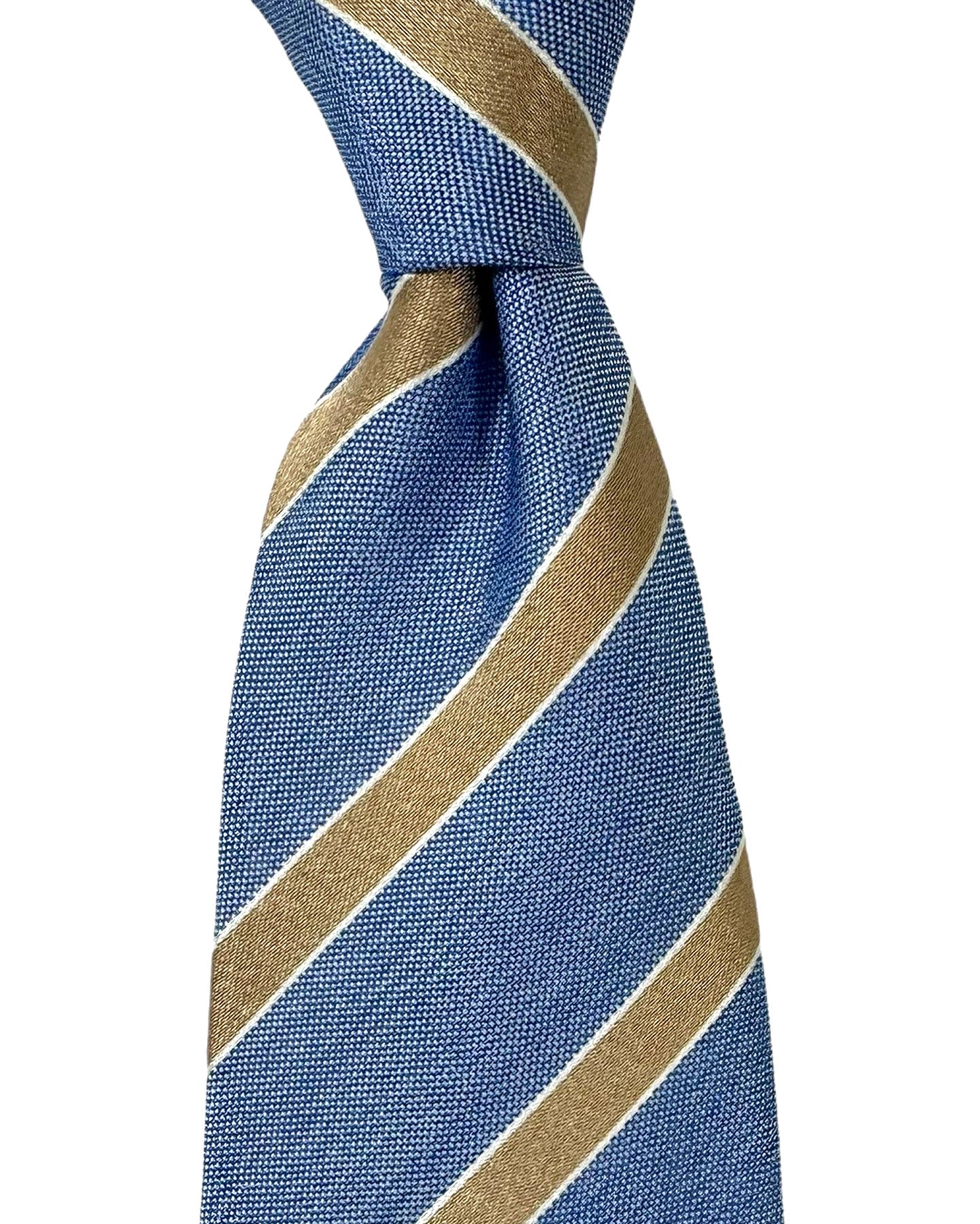 Luigi Borrelli Silk Tie Blue Taupe Stripes