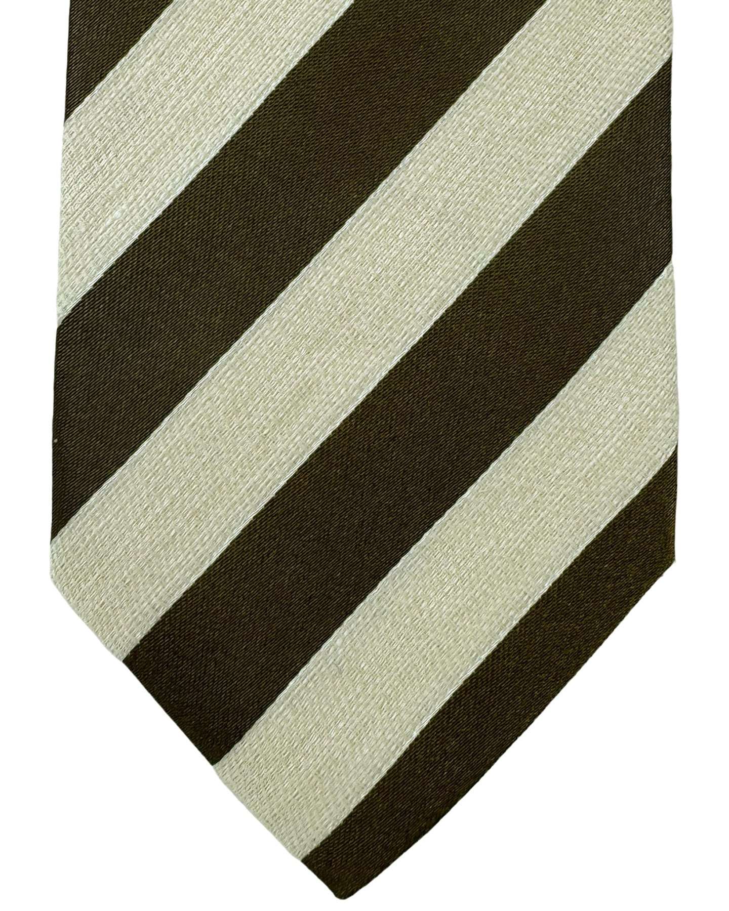 Luigi Borrelli Silk Tie Dark Brown Taupe Stripes