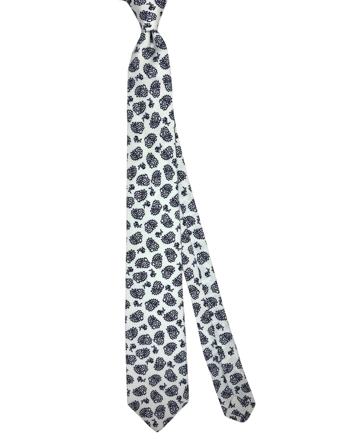 Luigi Borrelli Tie White Black Paisley