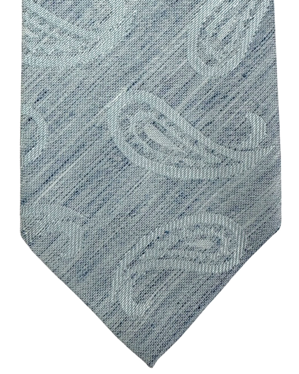 Luigi Borrelli Tie Light Blue Paisley - Linen Silk