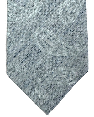 Luigi Borrelli Tie Light Blue Paisley - Linen Silk