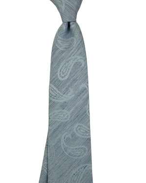 Luigi Borrelli Tie Light Blue Paisley - Linen Silk