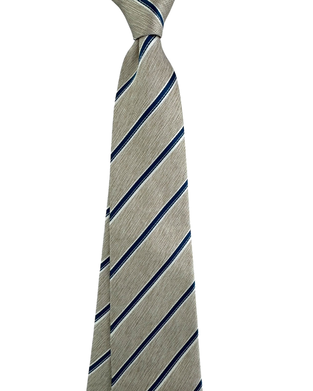 Luigi Borrelli Oatmeal Navy Silver Stripes SALE