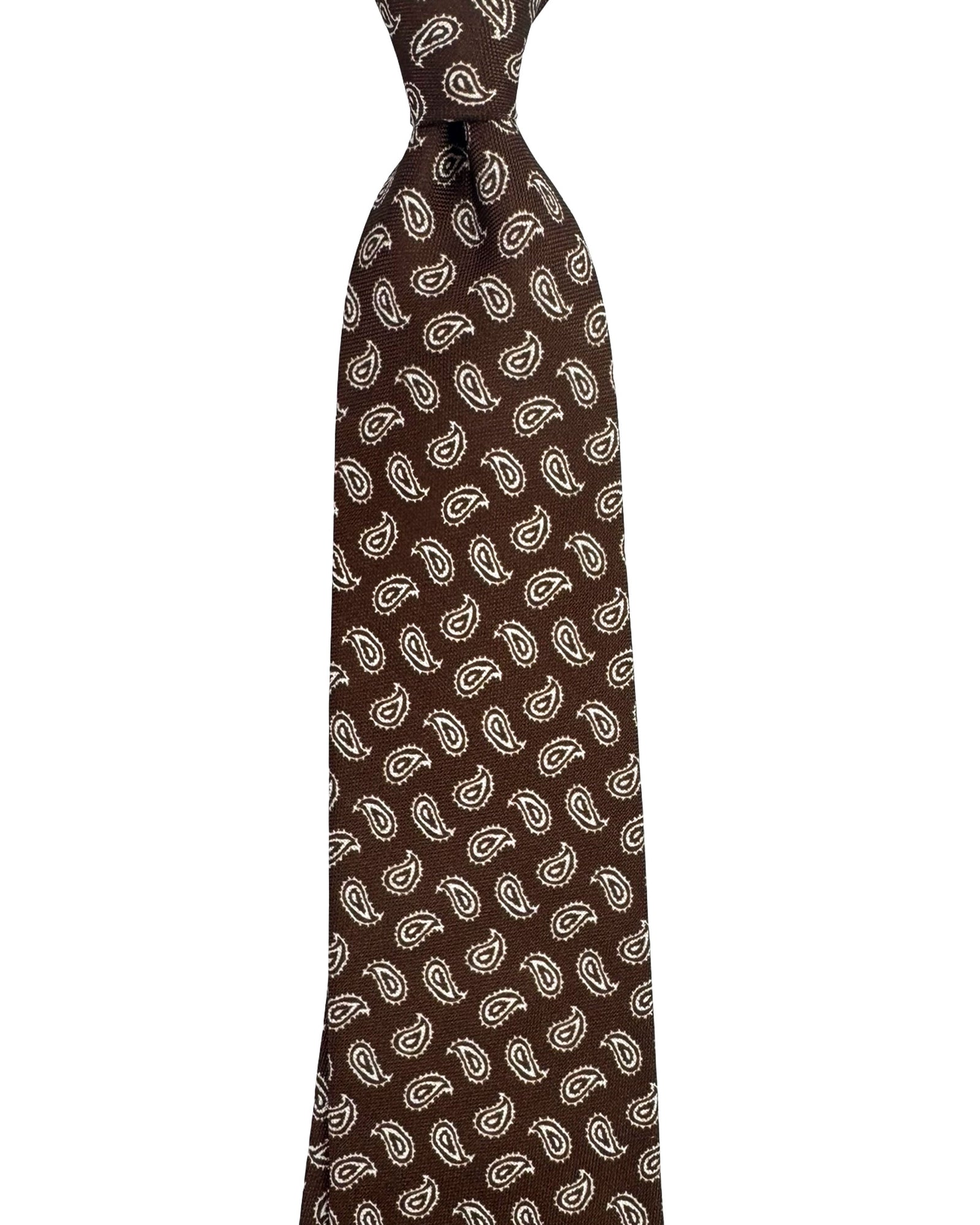 Borrelli Silk Tie Brown White Paisley