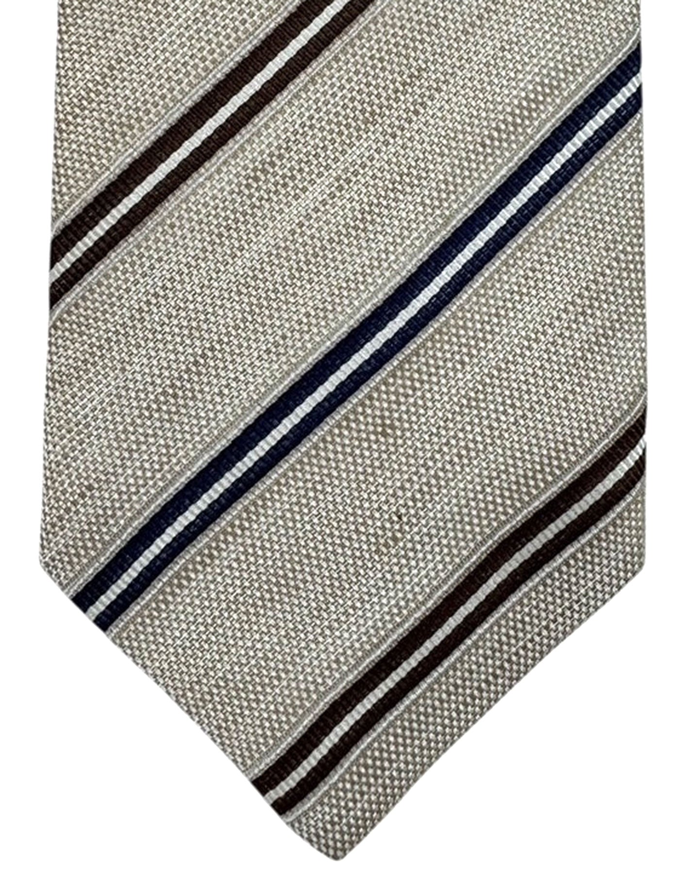Luigi Borrelli Silk Tie Beige Stripes