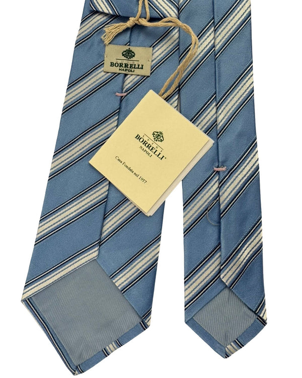 Luigi Borrelli Tie Sky Blue White Stripes - Tie Deals