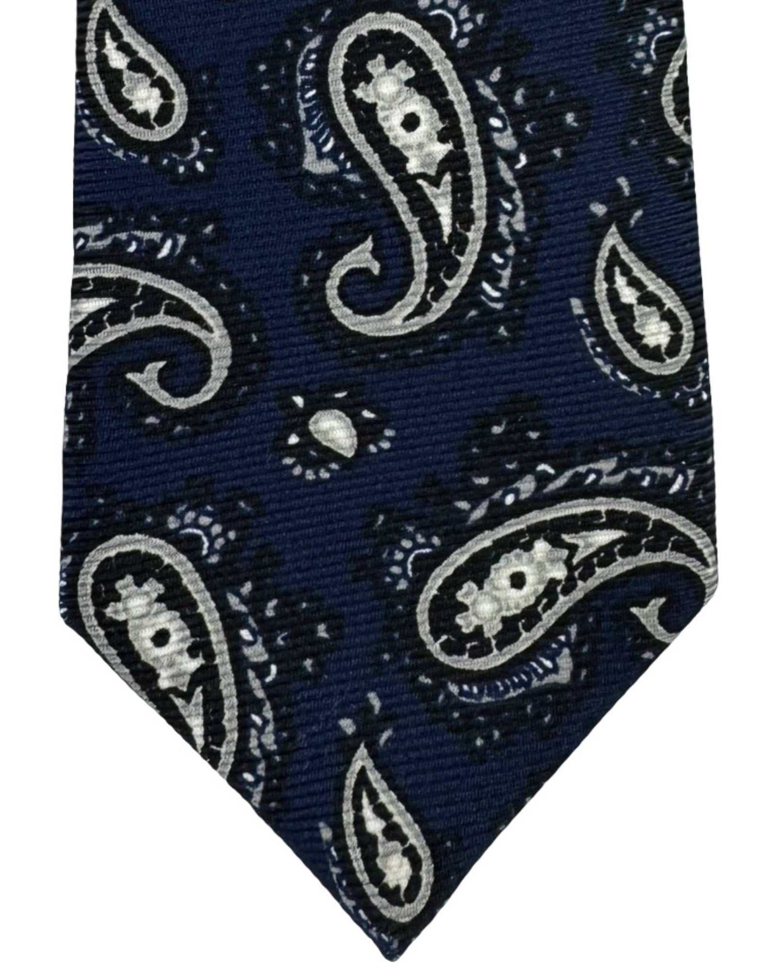 Luigi Borrelli Tie Dark Navy Grey Paisley