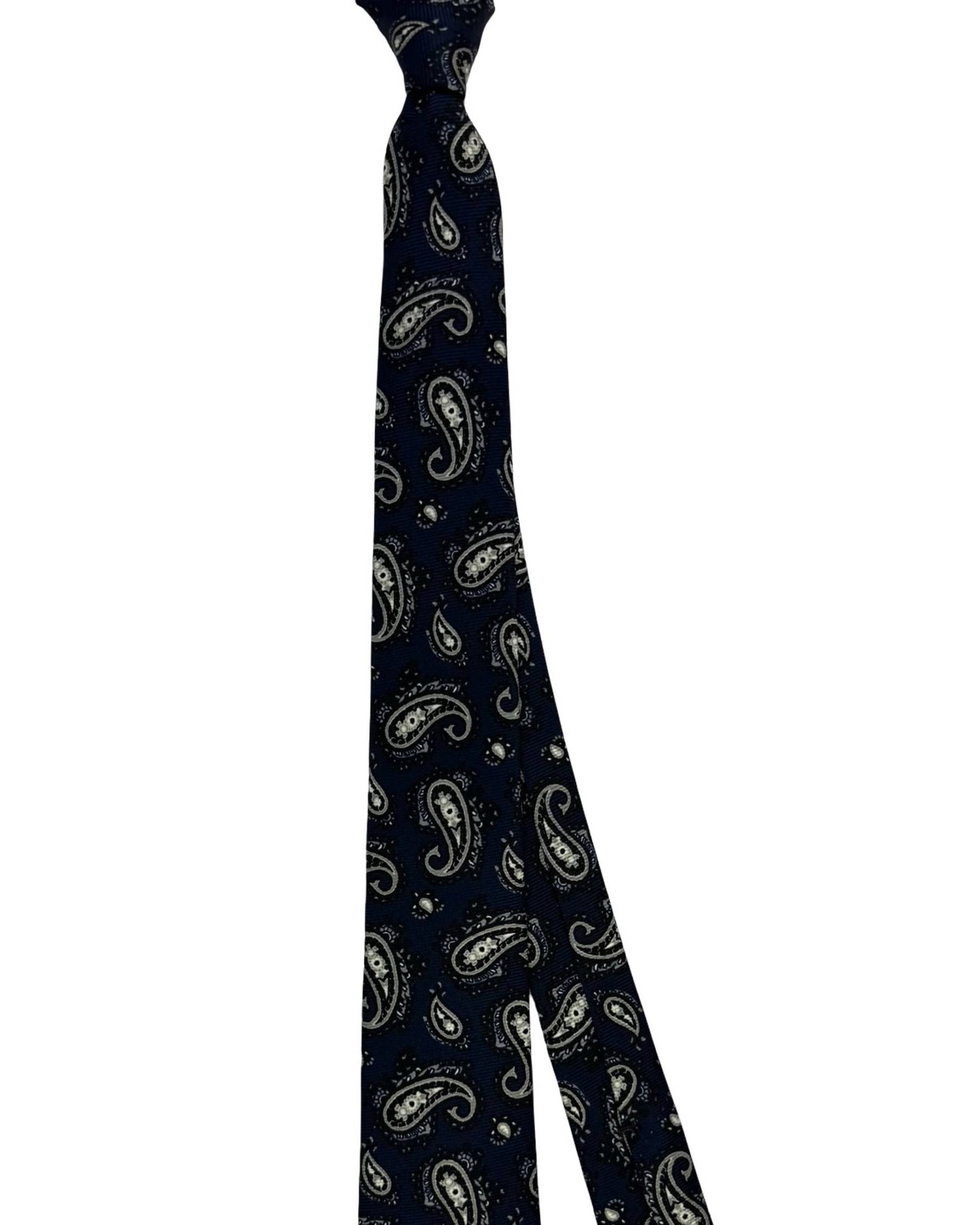 Luigi Borrelli Tie Dark Navy Grey Paisley