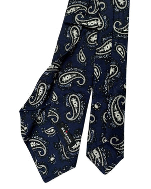 Luigi Borrelli Tie Dark Navy Grey Paisley
