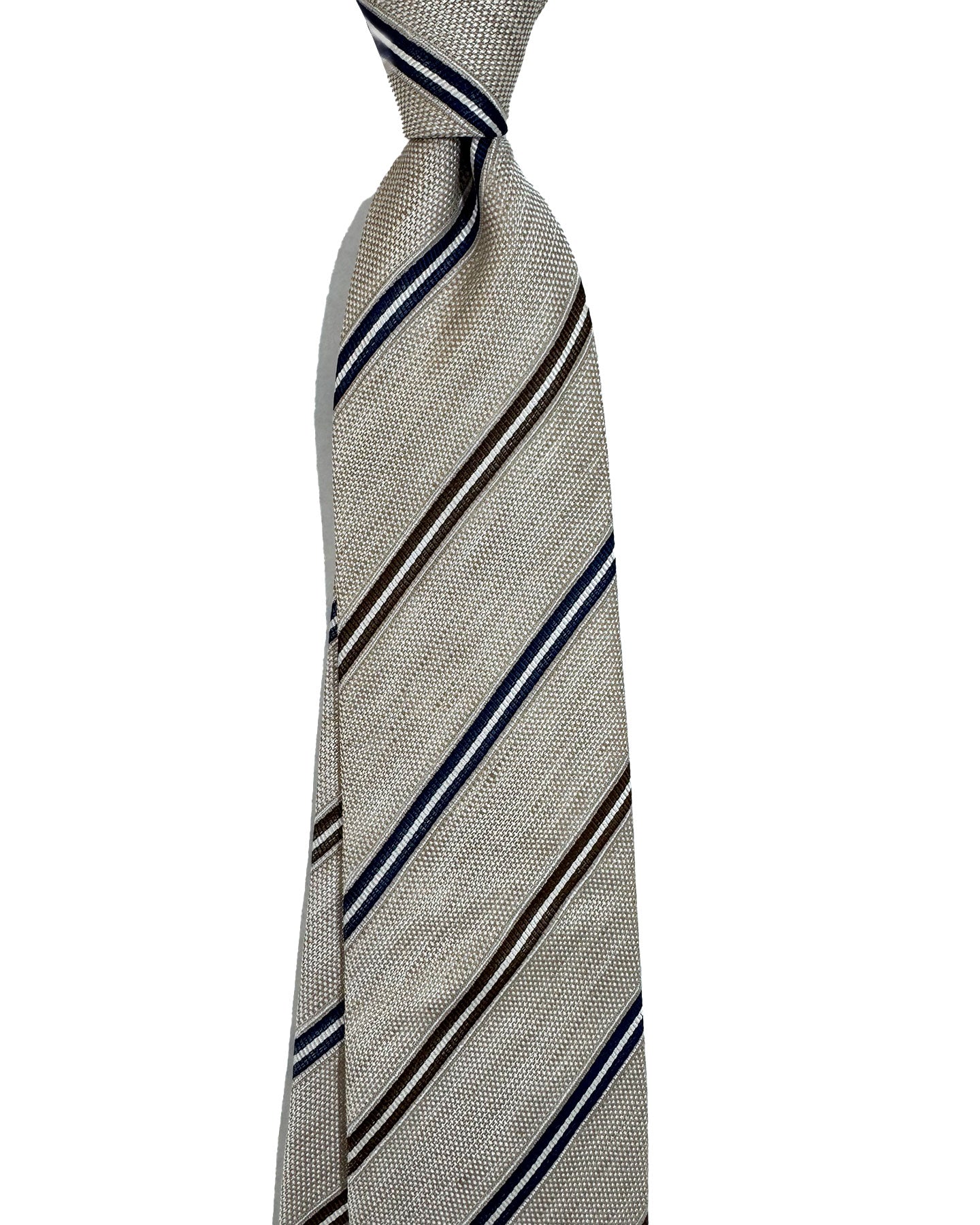 Luigi Borrelli Silk Tie Beige Stripes