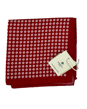 Luigi Borrelli Silk Pocket Square Dark Red Geometric