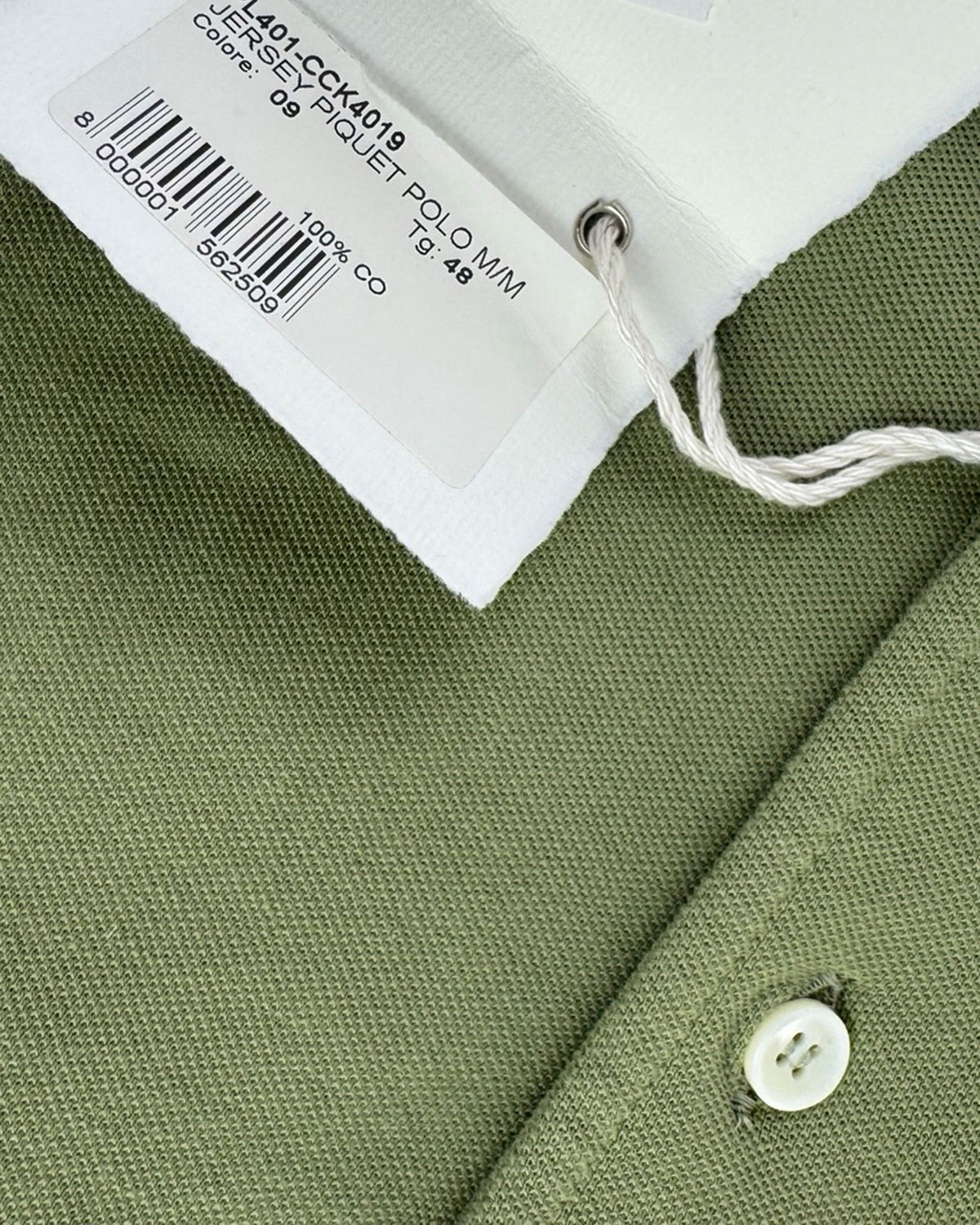 Luigi Borrelli Polo Shirt Olive Green Jersey Piquet EU 48 - US 38