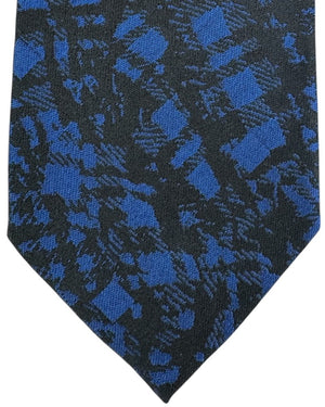 Brioni Silk Tie Royal Blue Black Abstract Jacquard