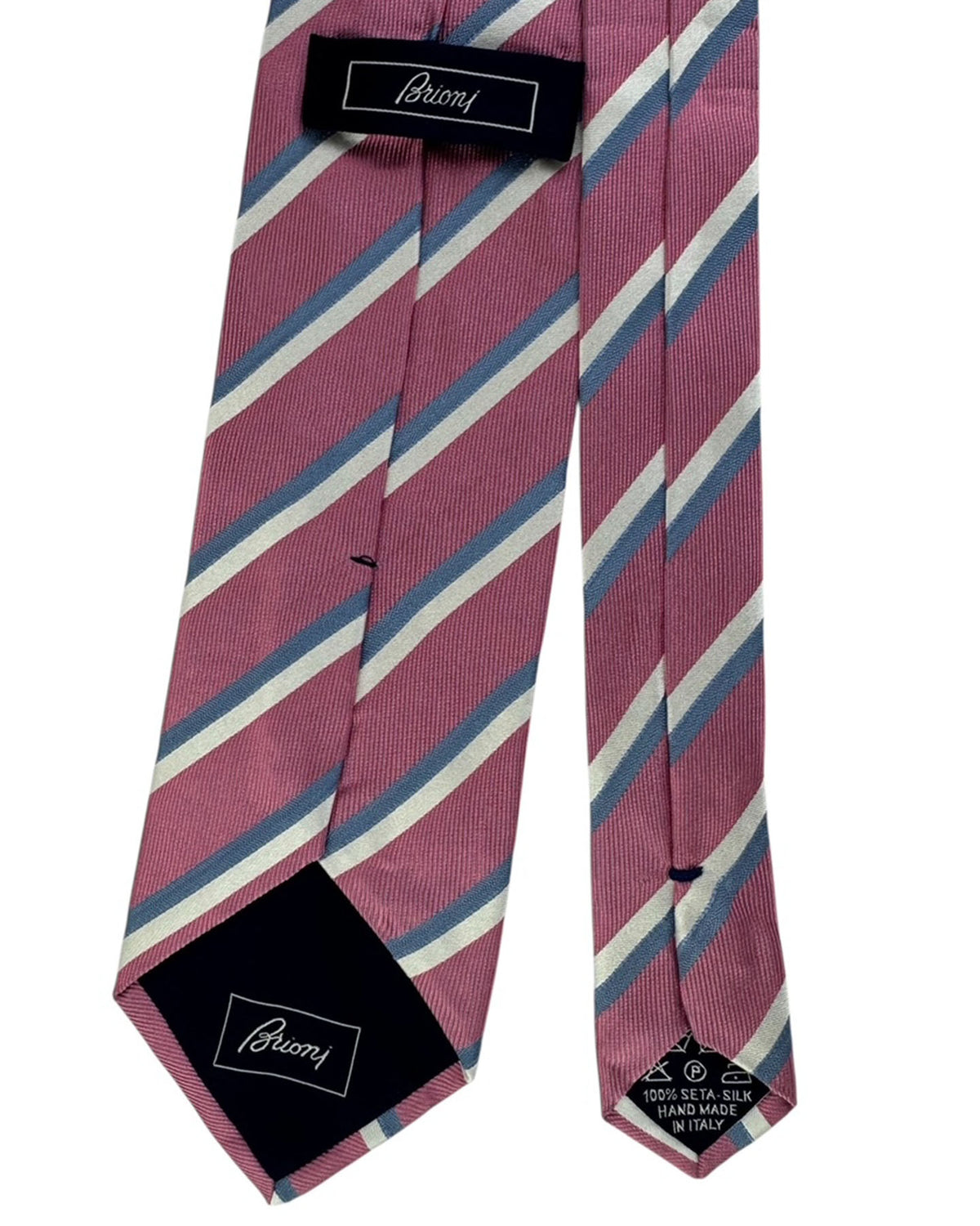 Brioni Silk Tie Burgundy And Navy Stripe