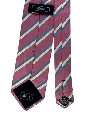 Brioni Silk Tie Burgundy And Navy Stripe