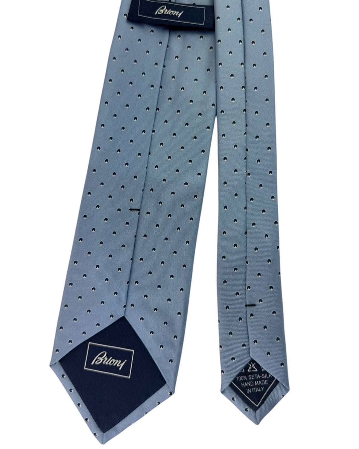 Brioni Silk Tie Slate Blue Mini Paisley Dot
