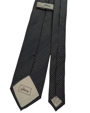 Brioni Silk Tie Navy Chevron Micro Weave