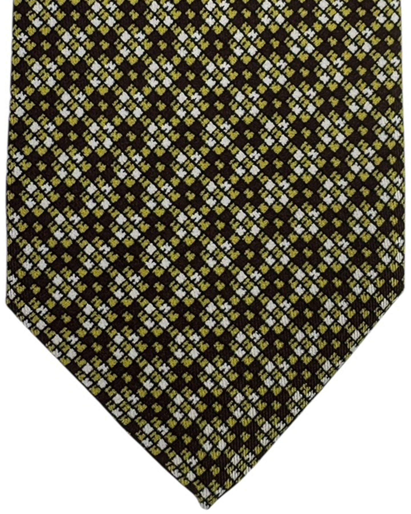 Brioni Silk Tie Dark Brown Olive Silver
