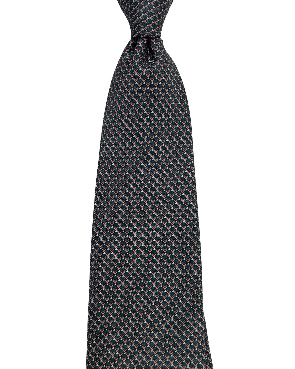 Brioni Silk Tie Teal Pink Chevron Pattern