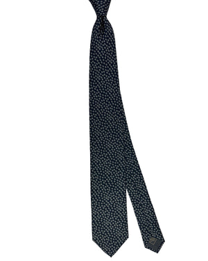 Brioni Tie Navy Taupe-Gray silver Geometric