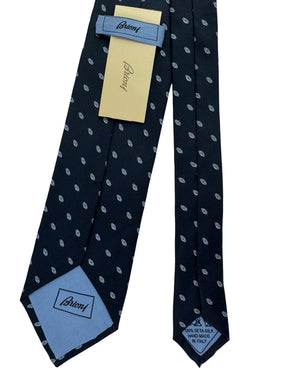 Brioni Silk Tie Navy Blue Small Oval Pattern
