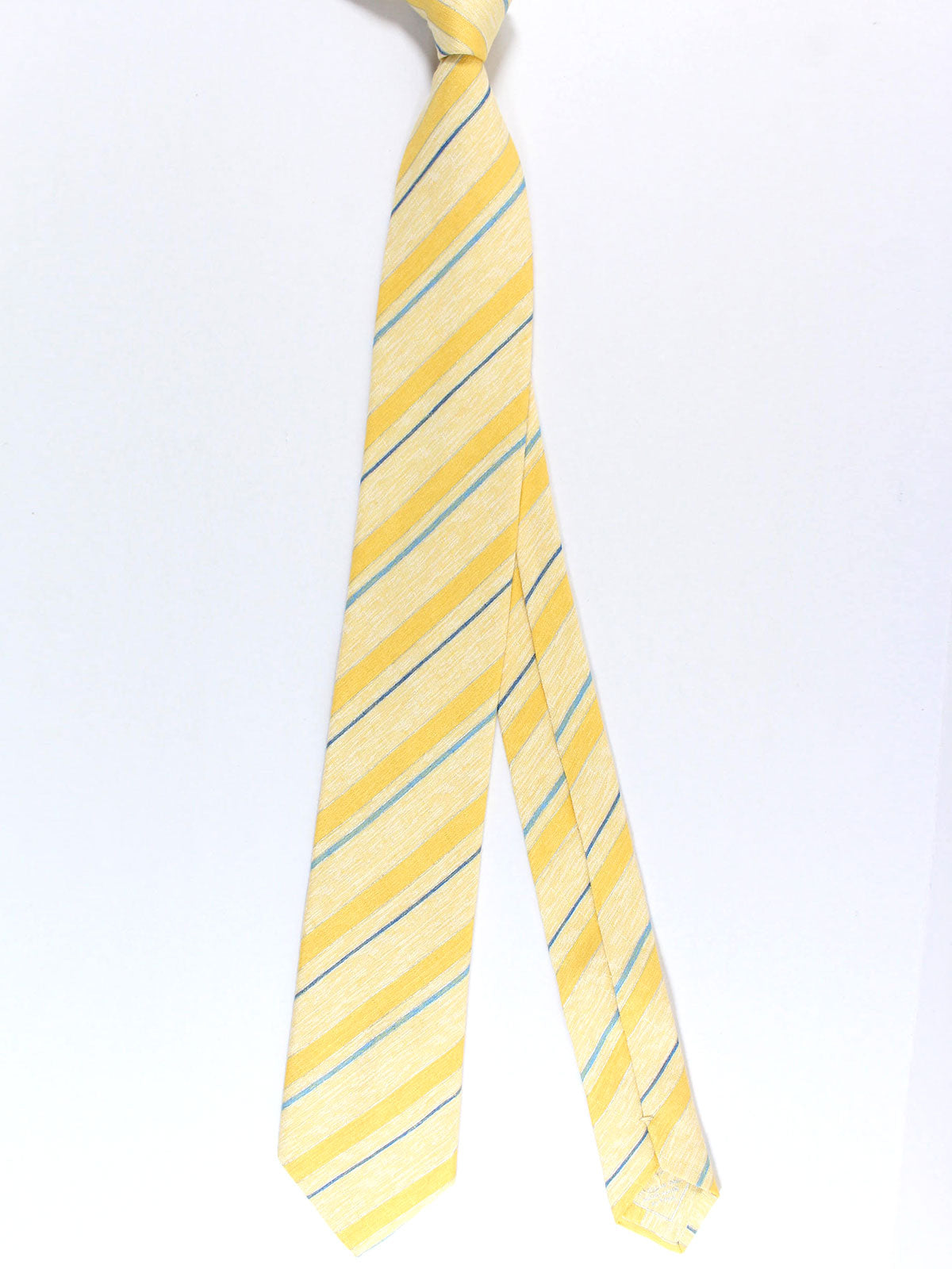 Brioni Linen Silk Tie Yellow Stripes