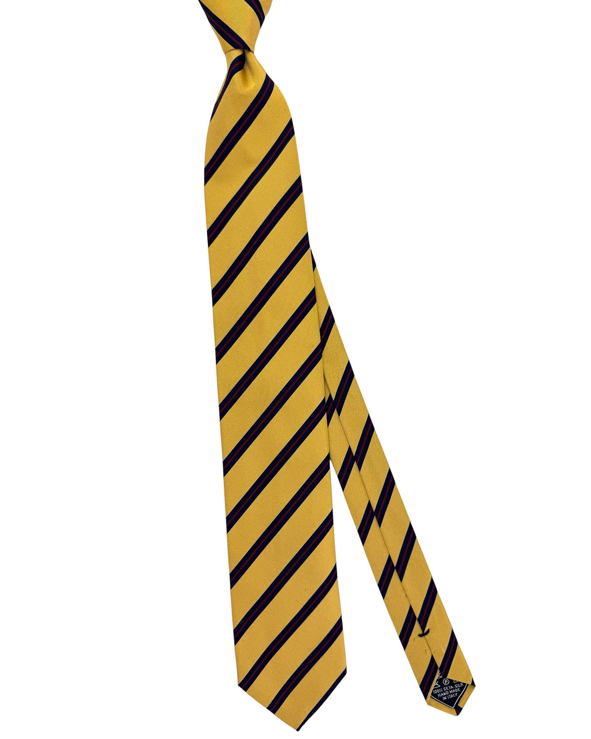 Brioni Silk tie Mustard Navy Maroon Regimental Stripes SALE