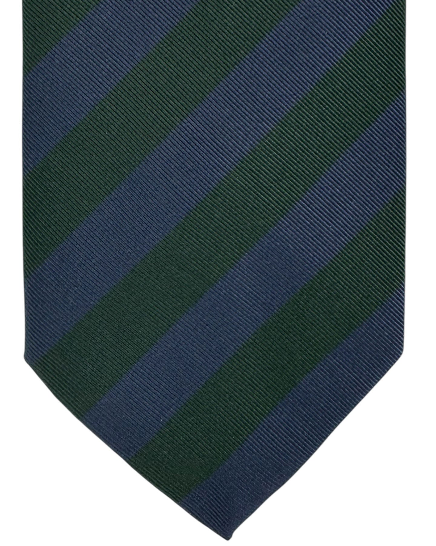 Brioni Silk Tie Lapis Blue Dark Green Stripes