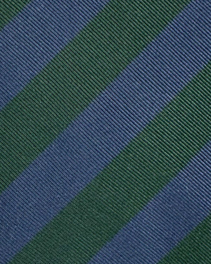 Brioni Silk Tie Lapis Blue Dark Green Stripes 