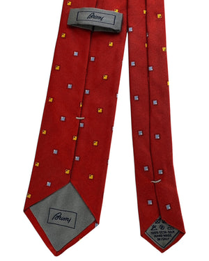 Brioni Silk Tie Red Design Orange Blue